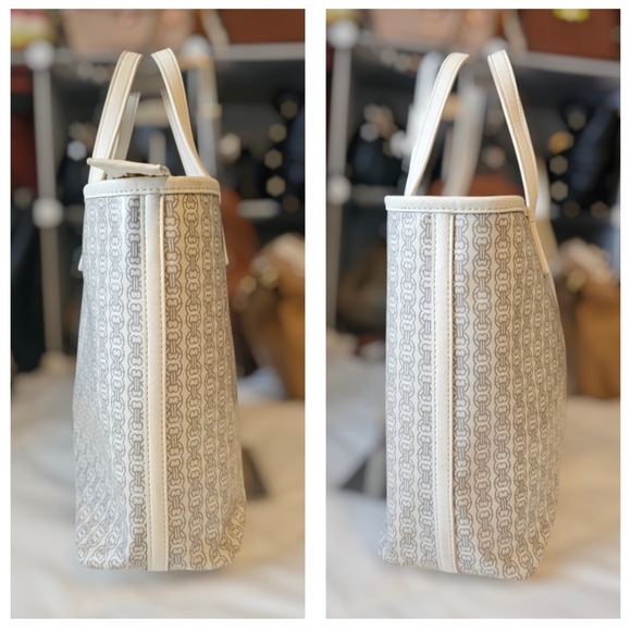 Tory Burch Cream and Navy Patterned Tote - Picture 5 of 7